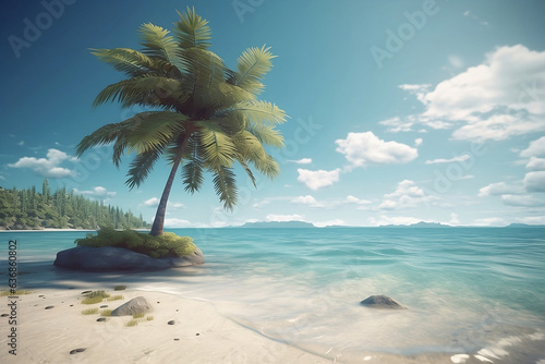 beach with palm trees. 