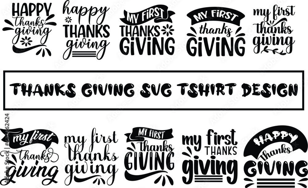 Fototapeta premium Thanksgiving SVG And T-shirt Design Bundle, Thanksgiving SVG Quotes Design t shirt Bundle, Vector EPS Editable Files, can you download this Design Bundle..