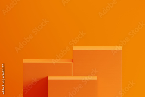Product display orange podium for product presentation.