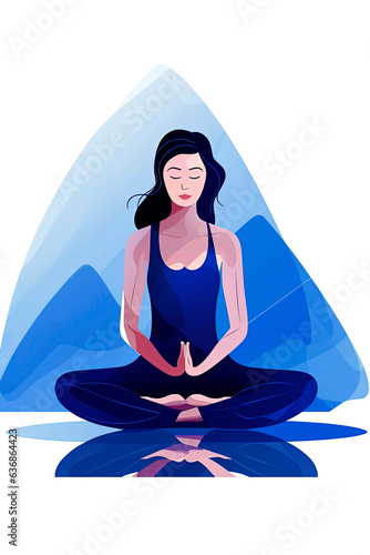 Generative AI illustration of image of beautiful woman in traditional yoga lotus pose