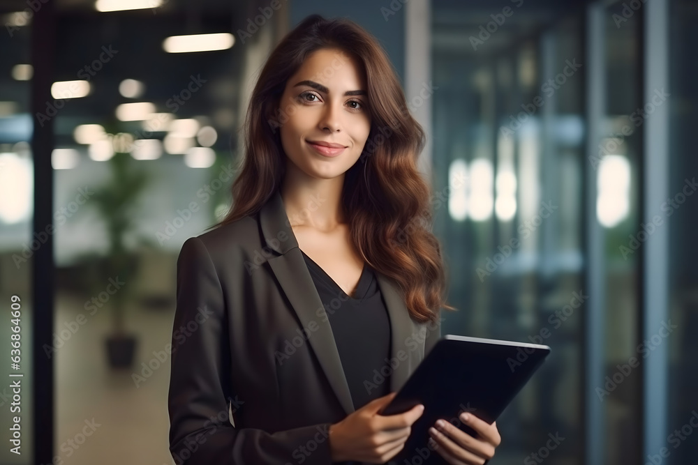 businesswoman using tablet computer in modern office interior businesswoman using tablet computer in modern office interior