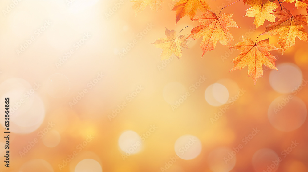 maple leaves on abstract blurred background with bokeh copy space, light bright autumn background for text maple leaves on abstract blurred background with bokeh copy space, light bright autumn background for text