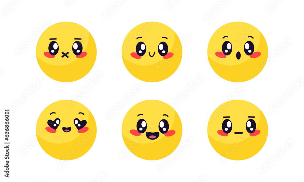Vector collection of cute emoticons reaction for social media Vector collection of cute emoticons reaction for social media