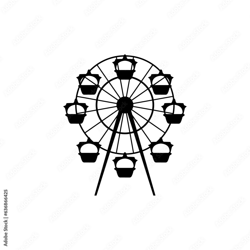 Vector giant observation wheel icon amusement park ride