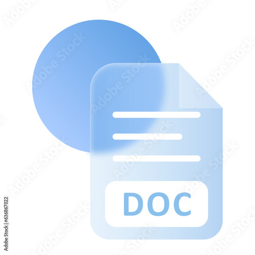 DOC File Formats Glassmorphism UI Icon Sign and Symbol Design Illustrator Png Svg	