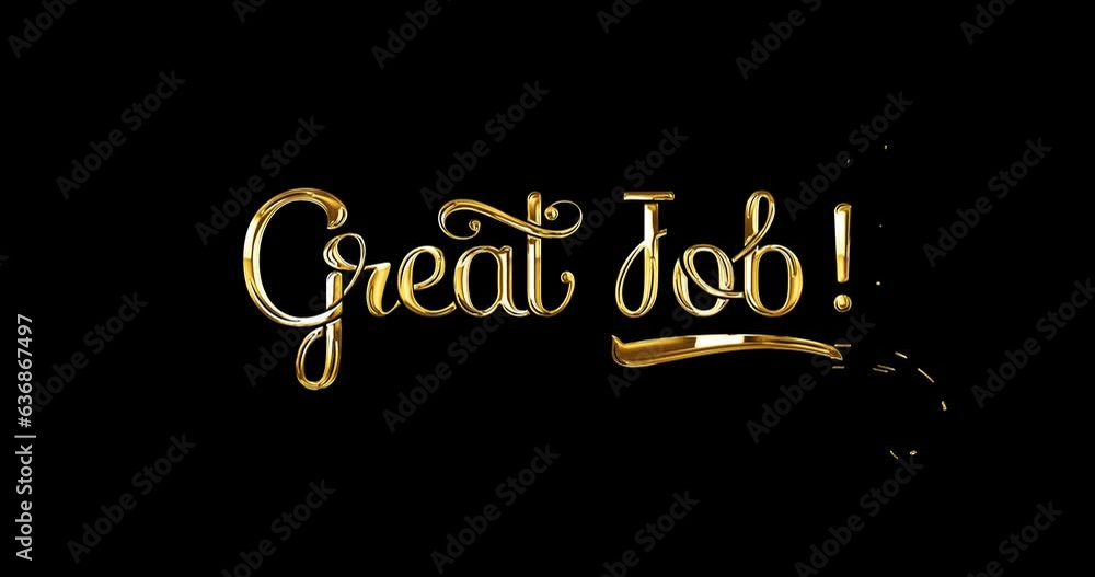 Great job animation text in 4 clips video luxury glossy effect with alpha channel. Handwritten modern calligraphy text is great for congratulations, celebrations, and achievements. Editable background Great job animation text in 4 clips video luxury glossy effect with alpha channel. Handwritten modern calligraphy text is great for congratulations, celebrations, and achievements. Editable background