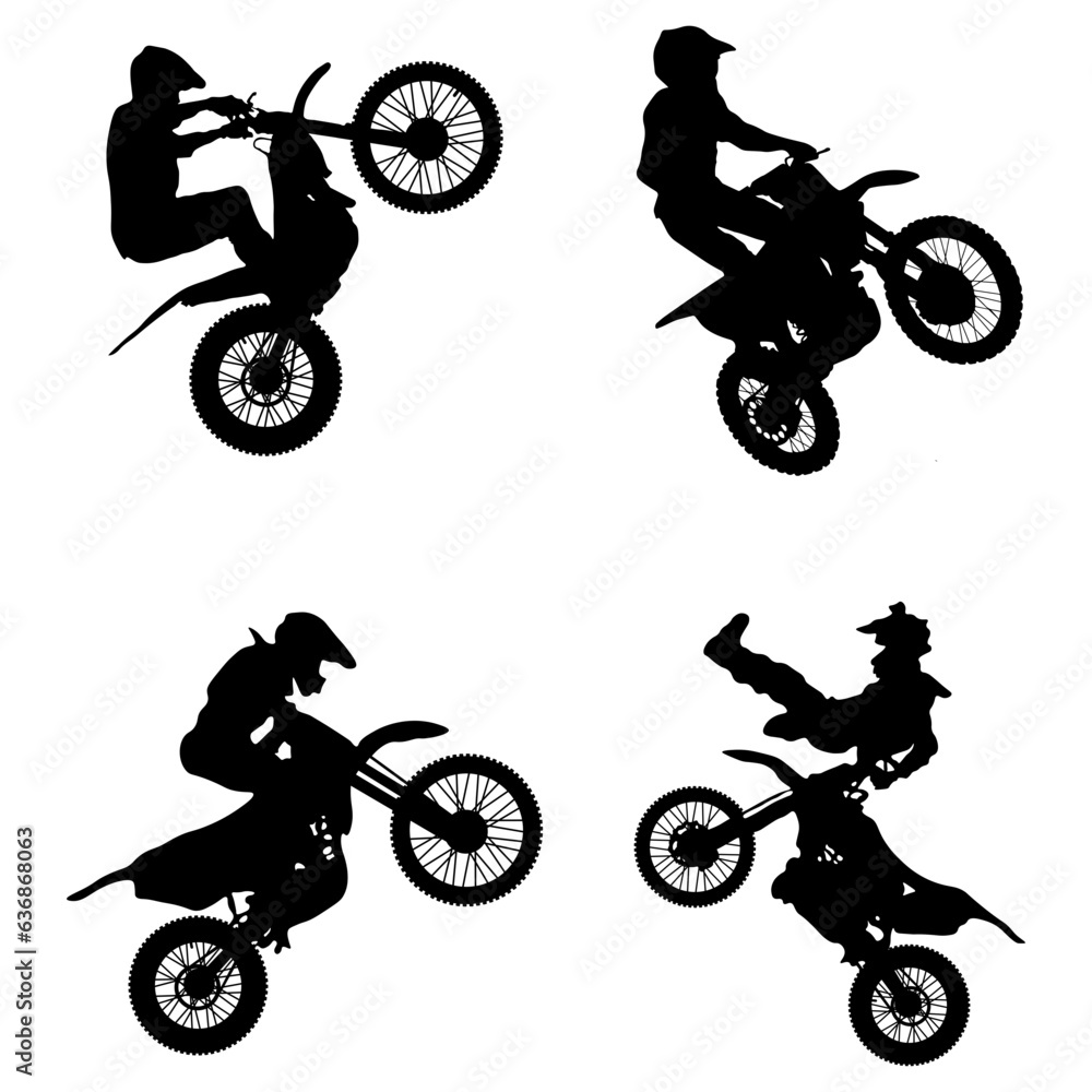 Motocross Rider Silhouette Illustration Collection