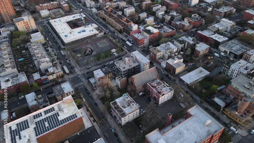 Aerial view of Red Hook Brooklyn at dusk Aerial view of Red Hook Brooklyn at dusk