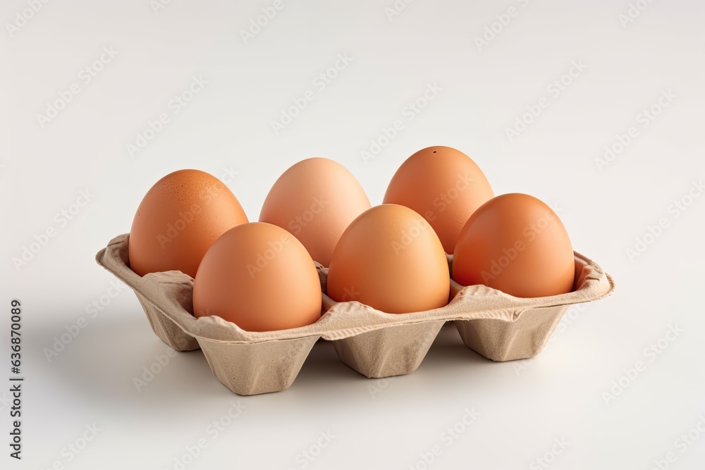 Egg carton with eggs, showcasing the simplicity and beauty of this basic food item. Generative AI Egg carton with eggs, showcasing the simplicity and beauty of this basic food item. Generative AI