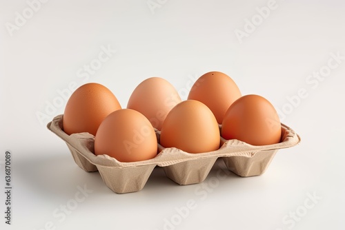 Egg carton with eggs, showcasing the simplicity and beauty of this basic food item. Generative AI © Nutcha