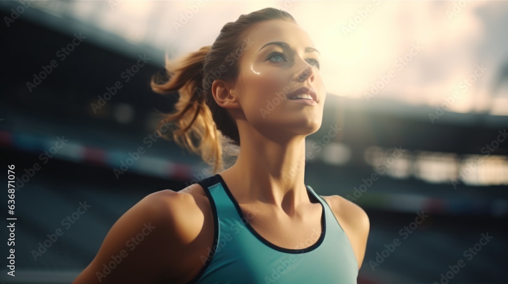 Portrait of runner in the stadium. Portrait of runner in the stadium.