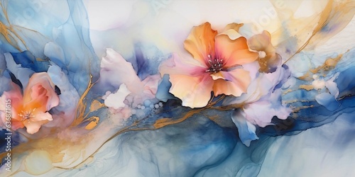 Beautiful Flowers Background with Oil Art Painting Style