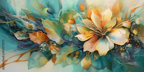 Beautiful Flowers Background with Oil Art Painting Style