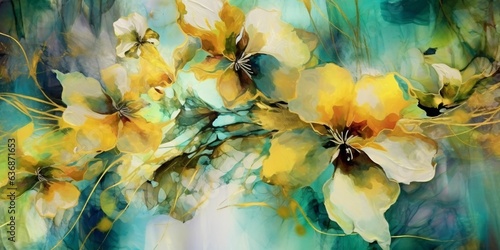 Beautiful Flowers Background with Oil Art Painting Style