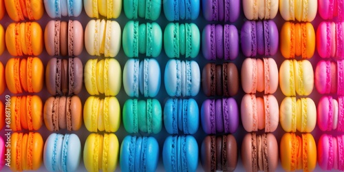 Colorful macaron or macaroon on white background from above  vintage card   generative ai
