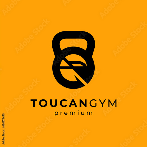 kettle bell and toucan bird for fitness and sports club logo