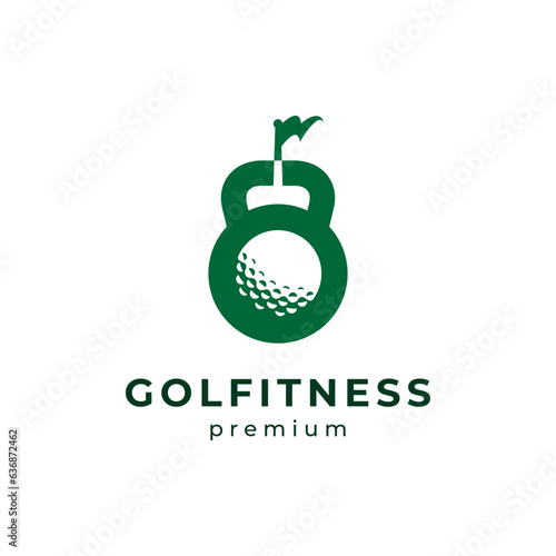 kettle bell and golf ball for fitness and golf logo