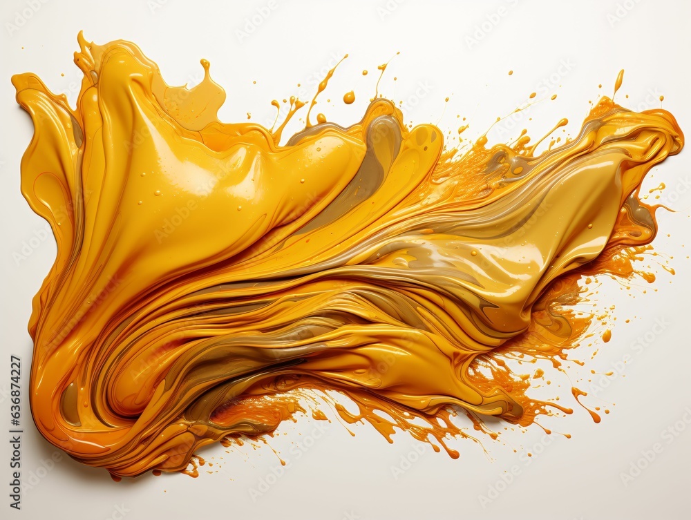 Fototapeta premium Abstract Gold Watercolor Splash on White Background