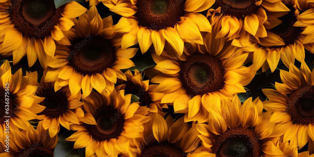 Sunflowers Seamless texture. Beautiful yellow floral pattern. Sunflowers Seamless texture. Beautiful yellow floral pattern.