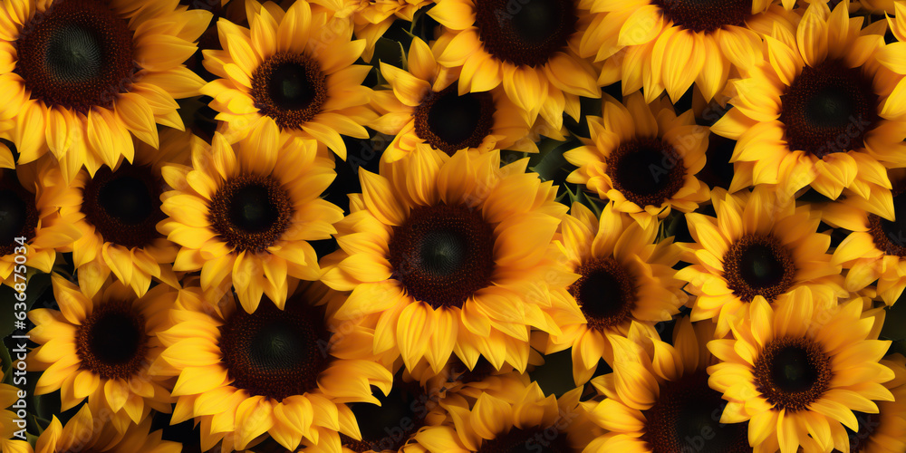 Sunflowers Seamless texture. Beautiful yellow floral pattern. Sunflowers Seamless texture. Beautiful yellow floral pattern.