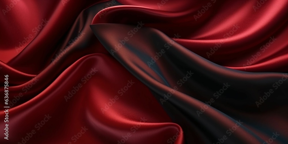 Fototapeta premium Red Maroon Silk Background. Satin Fabric
