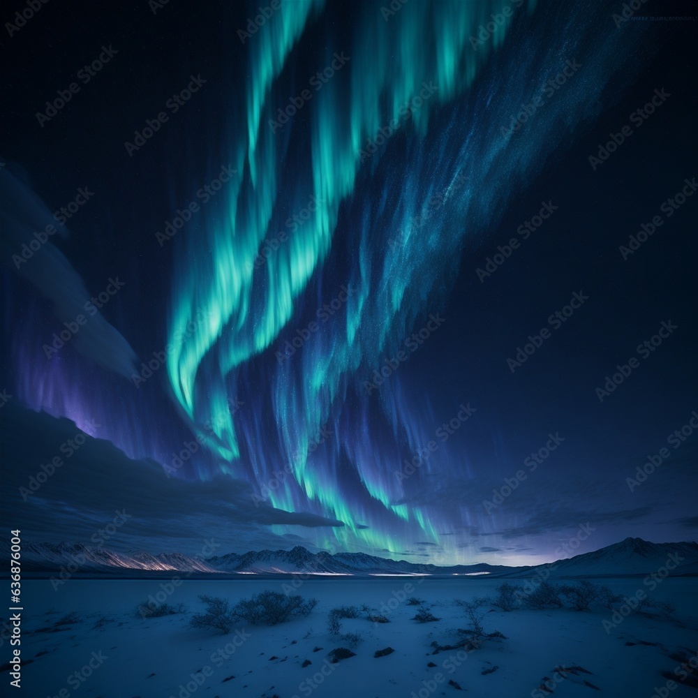 Arctic Aurora: Dance of Lights Over Icy Tundra