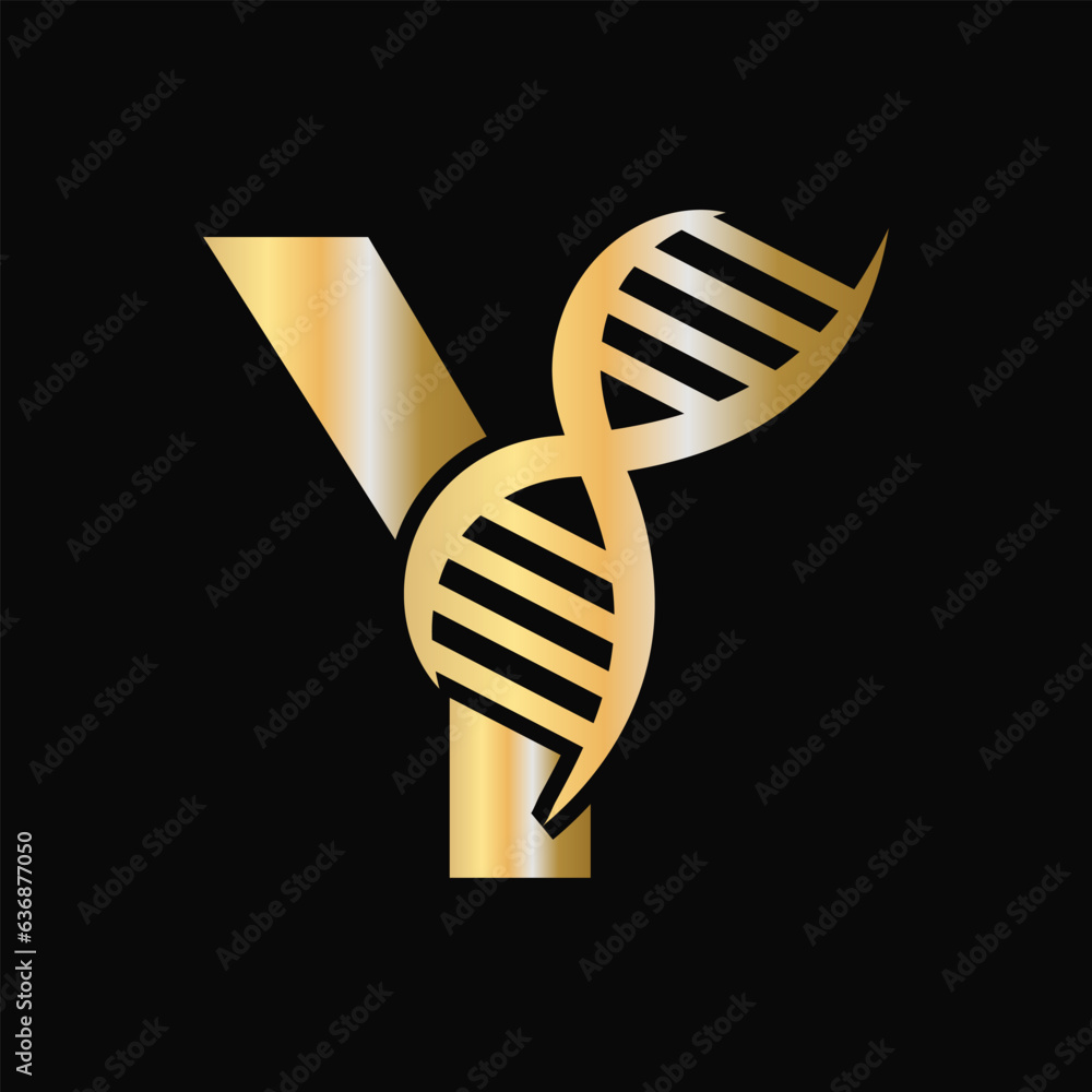 Letter Y DNA Logo Design Concept With DNA Cell Icon. Health Care Symbol ...