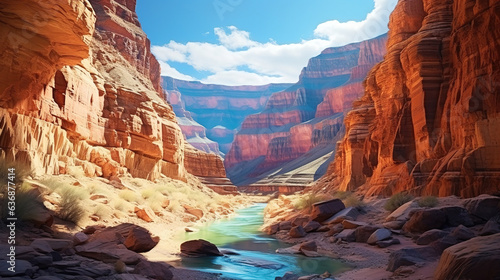 River in a Canyon.Generative Ai © Shades3d