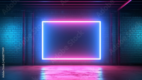 thin neon frame glowing abstract background.