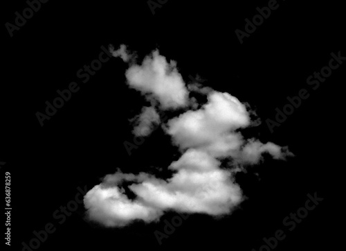 Set of white clouds or smog for design isolated on a black background. 