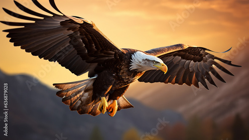 A majestic eagle soaring in the sky. AI Generative.