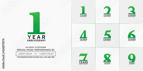 set of anniversary logo with green and black number on white background can be use for celebration