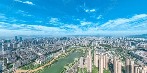 Aerial panorama landscapes of Fuzhou city in China