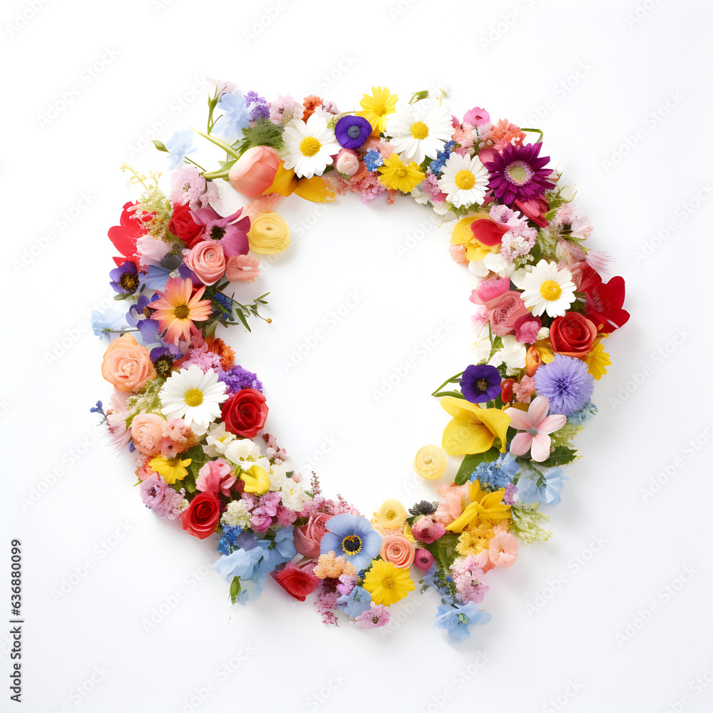 letter O made of flowers