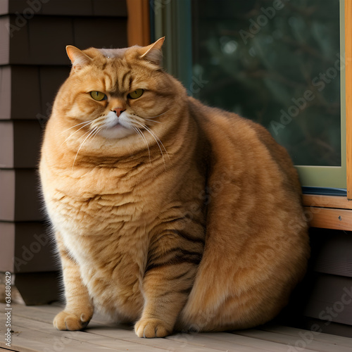 Fat cat looks at the camera