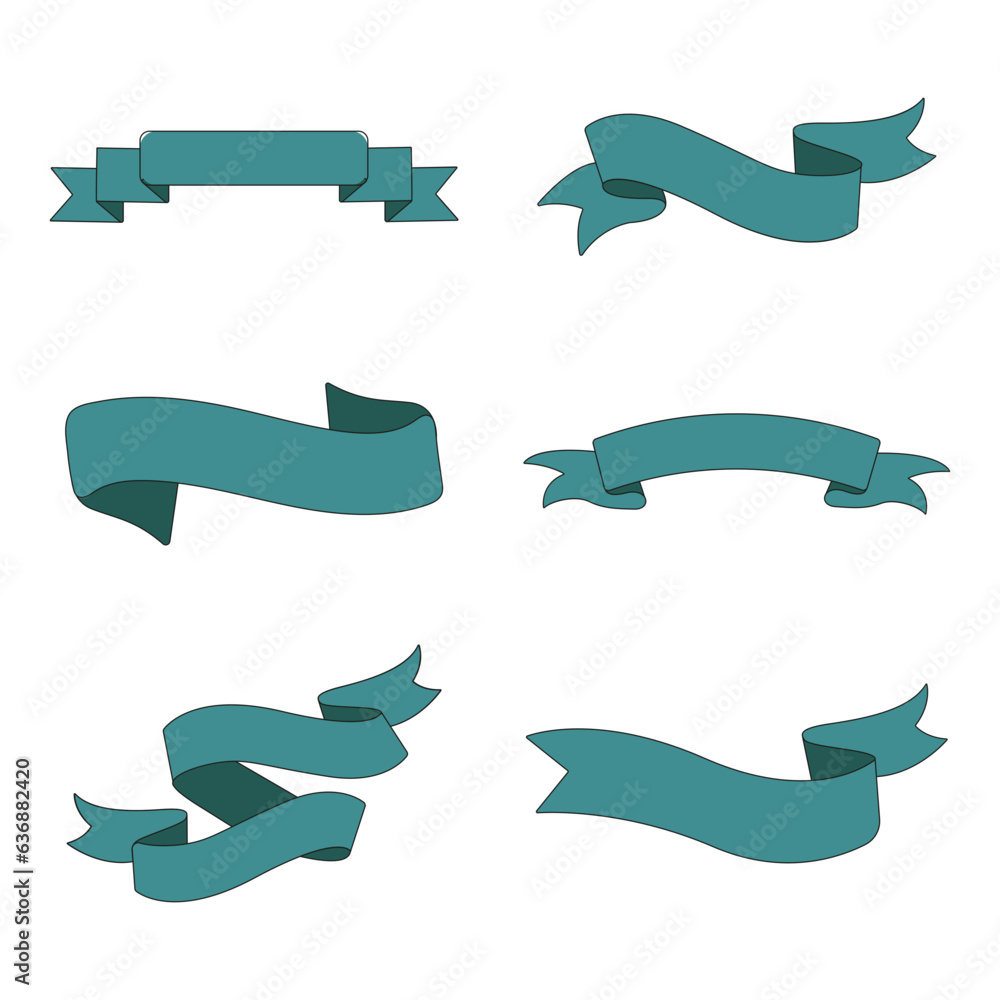 Vector Collection of Ribbon Banners with Modern Shape