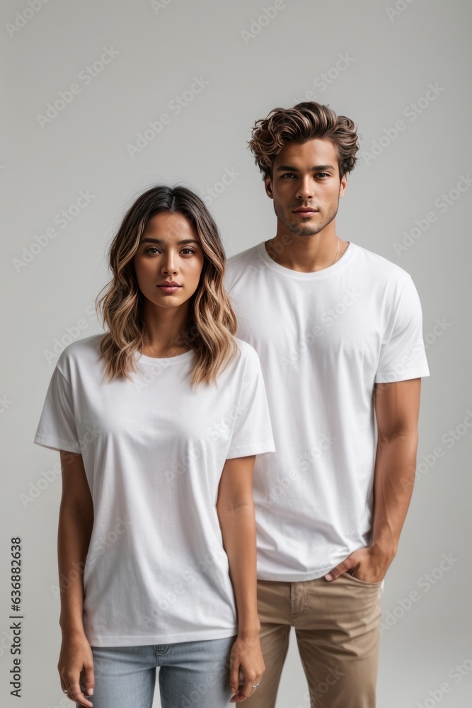 model wearing white T-shirt for mockup model wearing white T-shirt for mockup