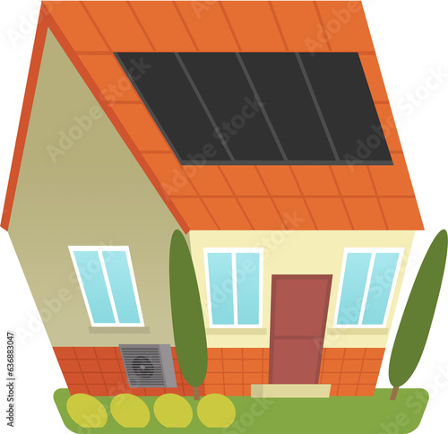 cartoon scene with city urban single family house isolated illustration for children