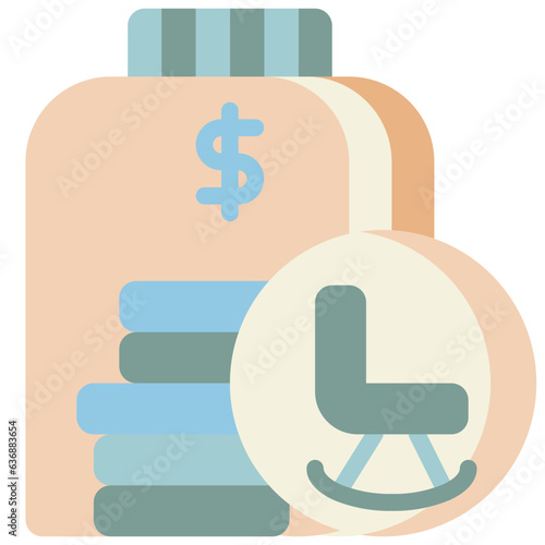 retirement benefits flat style icons