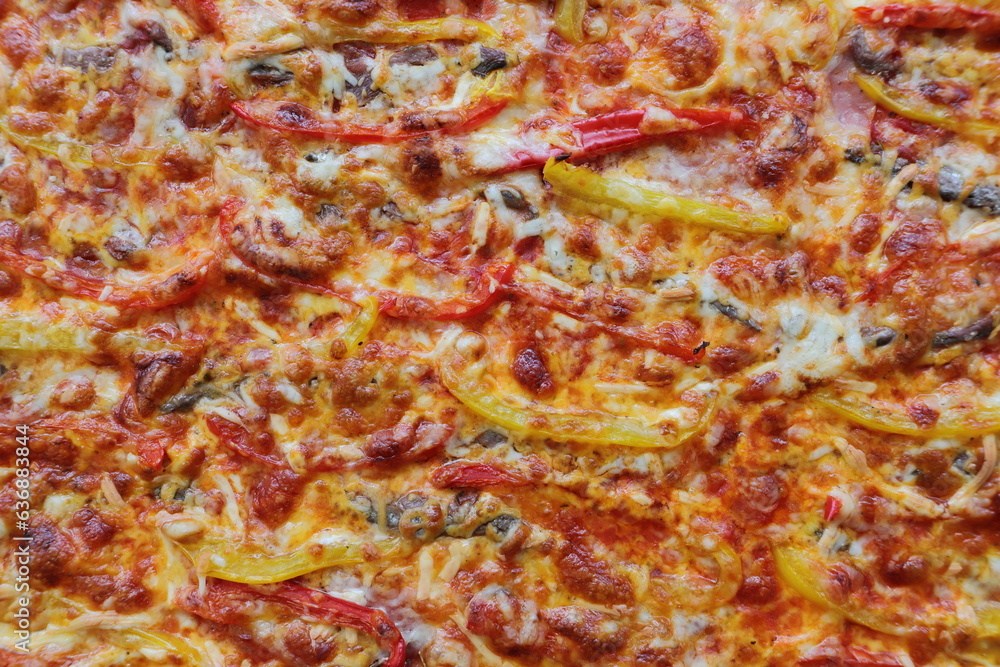 Pizza with peppers, anchovies and cheese Pizza with peppers, anchovies and cheese