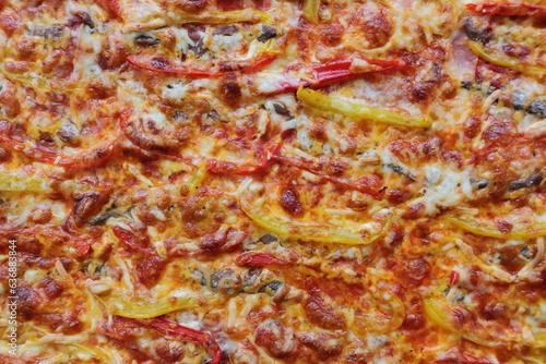 Pizza with peppers, anchovies and cheese