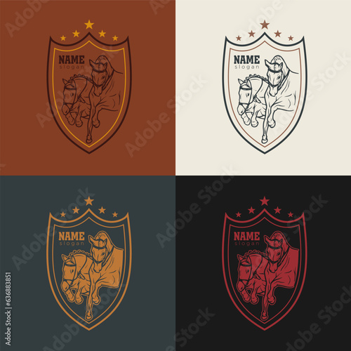 Horse emblem logo template Vector. Equestrian sports