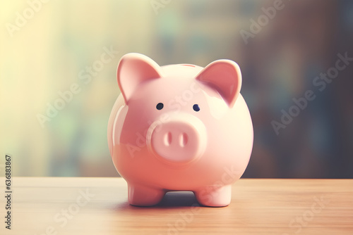 piggy bank on desk. savings concept background