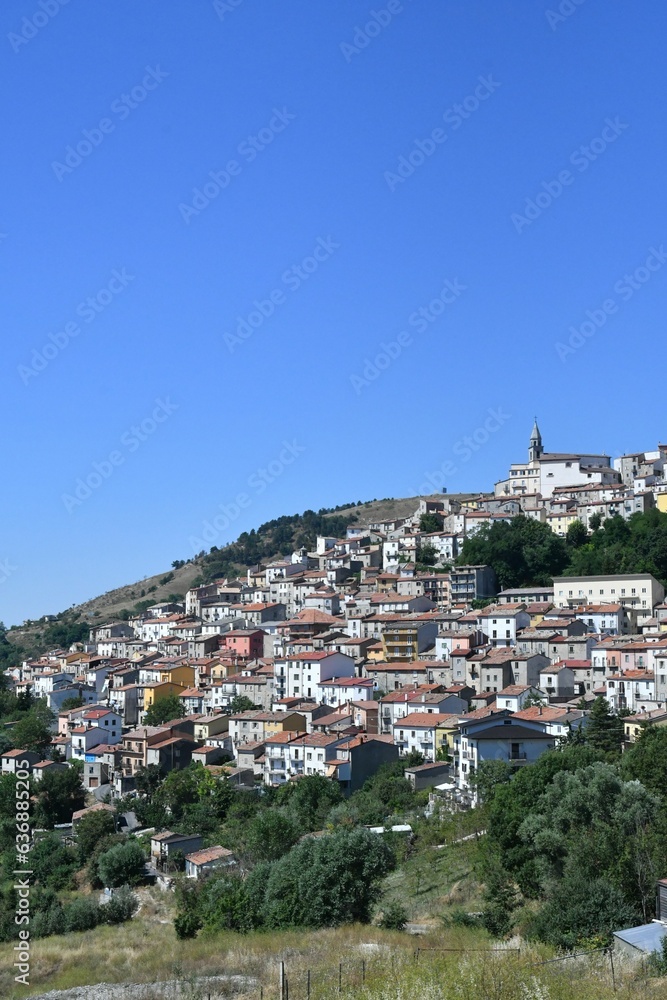 Panoramic view of Castiglione Messer Marino, an old village in the mountains of the Abruzzo region, Italy.