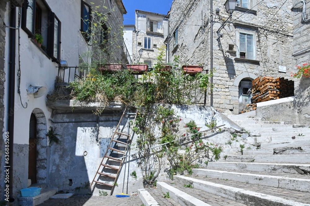 A characteristic street of Castiglione Messer Marino, a medieval village in the Abruzzo region, Italy.