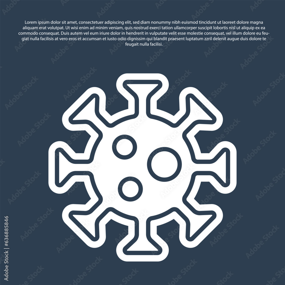 Blue line Virus icon isolated on blue background. Corona virus 2019-nCoV. Bacteria and germs, cell cancer, microbe, fungi. Vector. Blue line Virus icon isolated on blue background. Corona virus 2019-nCoV. Bacteria and germs, cell cancer, microbe, fungi. Vector.