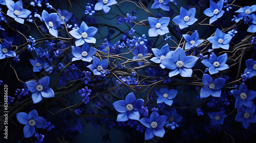 Blue Flowers Background,Generative Ai