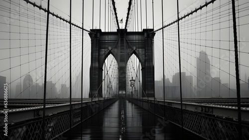 Behold the iconic majesty of the Brooklyn Bridge in our captivating stock photo.