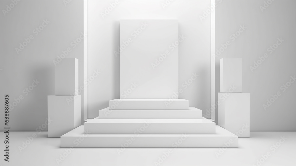 Obraz premium white podium abstract empty three-dimensional platform design.