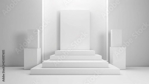 white podium abstract empty three-dimensional platform design.